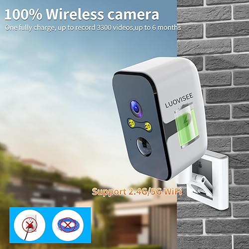 Miniatura 4 de Cámaras de seguridad inalámbricas para interiores y exteriores, cámaras horizontales de 180 para batería de seguridad del hogar, cámara WiFi de 2.45