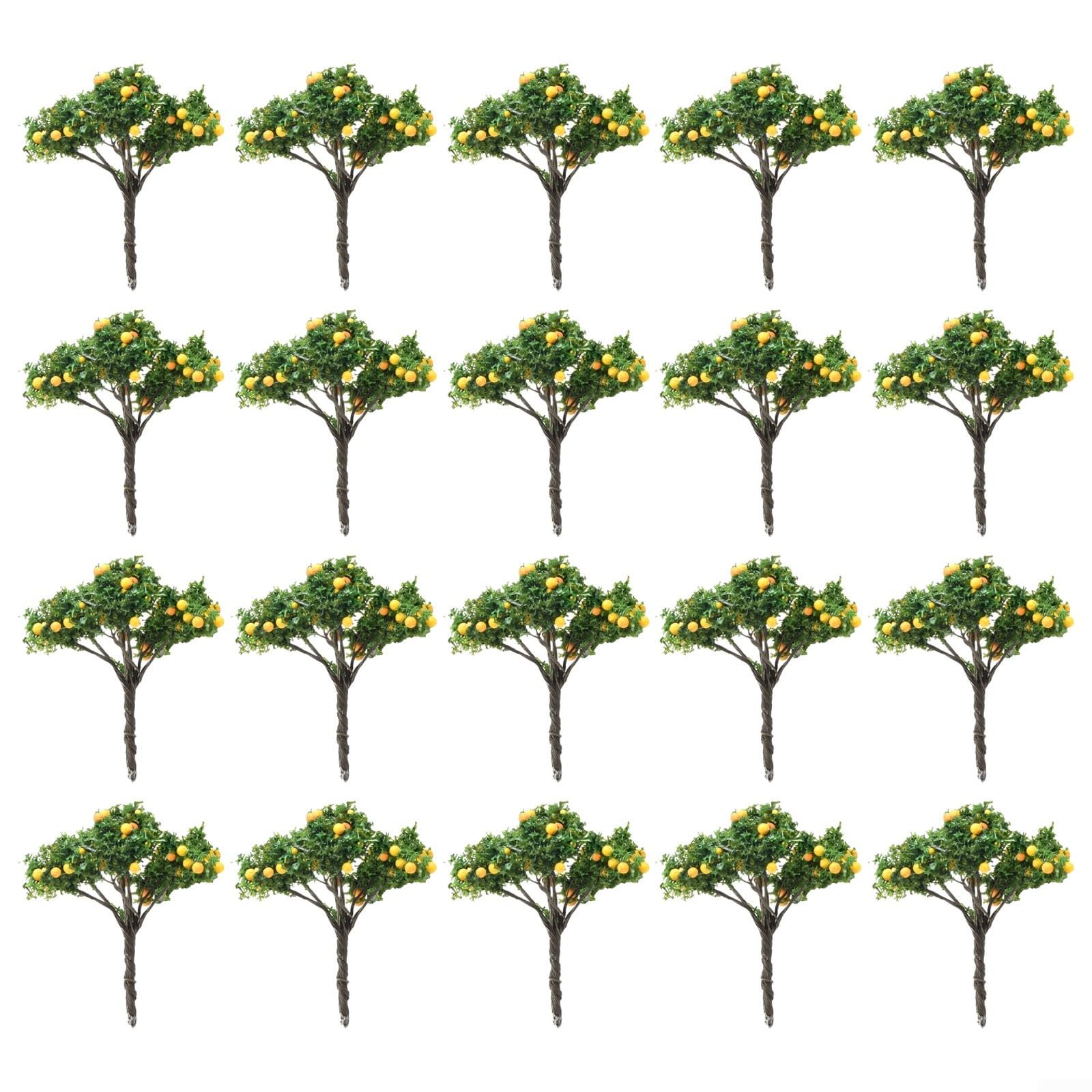 SMZhomeone 20Pcs Orange Fruit Model Trees 4Cm Architecture Trees Model Train Diorama Garden Orchard Scenery Miniature for FOREST Railroad Scenery