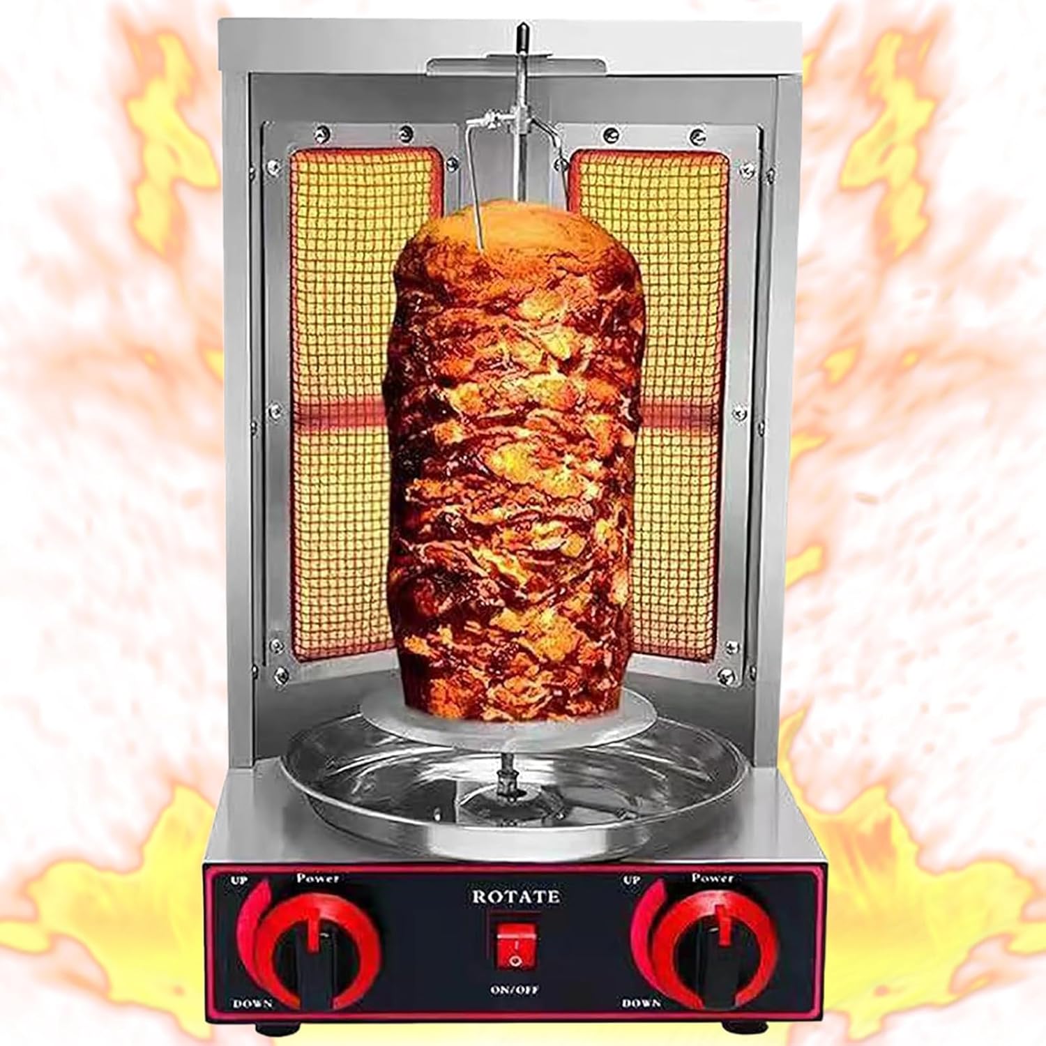 Lakenbroade Shawarma-Grillmaschine: Vertikaler Gas-Drehspieß, 6kg