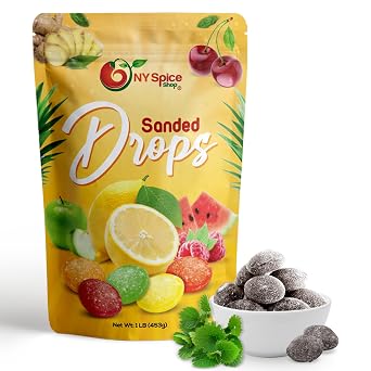 NY SPICE SHOP Horehound Sanded Candy Drops - 1 Pound Old Fashioned Sanded Drops - Fresh Delicious Bulk Candy - Sanded Hard Candy - Sour Drops Candy - Tangy and Sweet Healthy Snacks