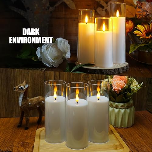 Miniatura 6 de Velas parpadeantes sin llama que funcionan con pilas con control remoto y temporizador de 2468 horas, velas LED de pilar de plexiglás paquete de 9
