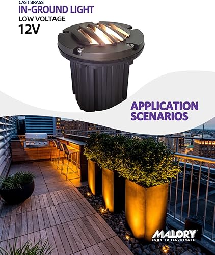 Miniatura 3 de Luces de pozo de paisaje de cubierta superior de latón, 12 V de bajo voltaje para exteriores en tierra, iluminación de paisaje para camino, entrada