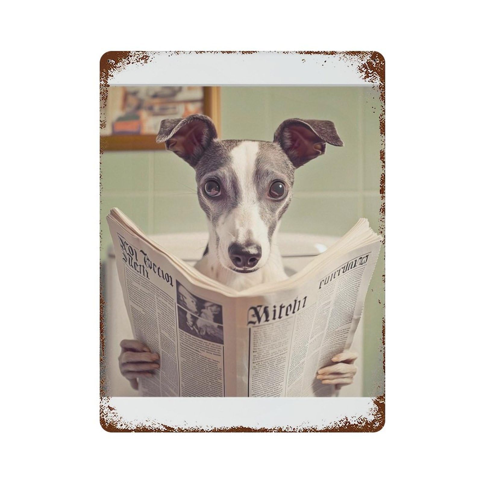 xiaoxiaoshen Dog Reading Newspaper, Photography S Wall Decor Art Metal Tin Poster Modern Home Decor Art Home Bar Shop Decorations Vintage Sign 40x30cm