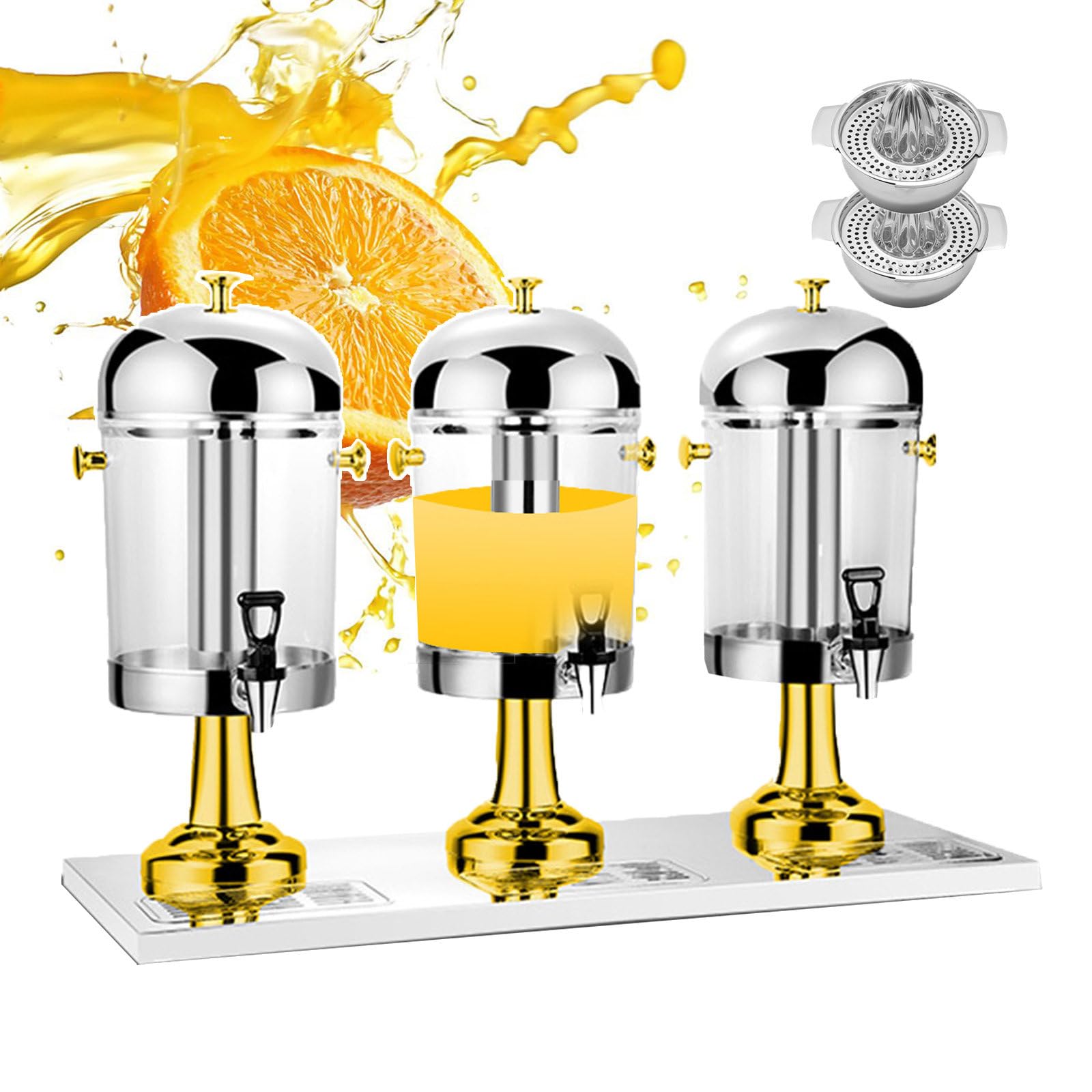 MYUYEE Commercial Beverage Dispenser With Tap | Chillers & Water Fountains | Stainless Steel Cold Drink Machine For Cafe Buffet Bar Restaurants Cafeteria | 24L Capacity,Gold (Gold)