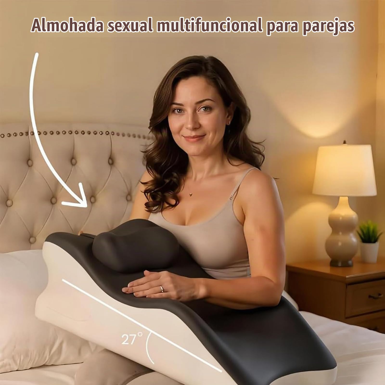 Almohada sexual para parejas, almohada sexual multifuncional para la interacción, cojín lumbar ergonómico para la postura, cojín para glúteos, almohada de espuma viscoelás(Size:60*36*22cm,Color:Beige)