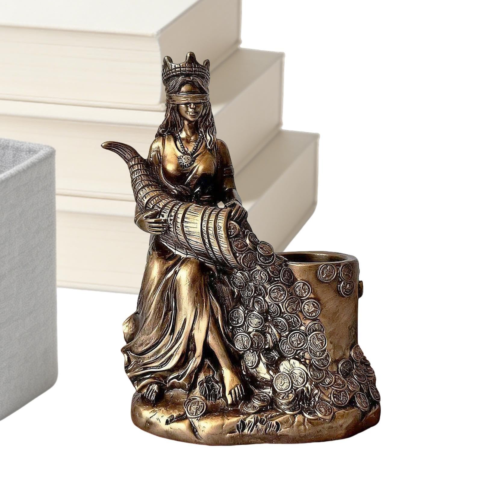 Estatua genérica de la de la riqueza – Titular de la pluma de la estatua de resina decoración,Escultura para decoración de interiores | para casa, estudio, oficina, entrada, mesa