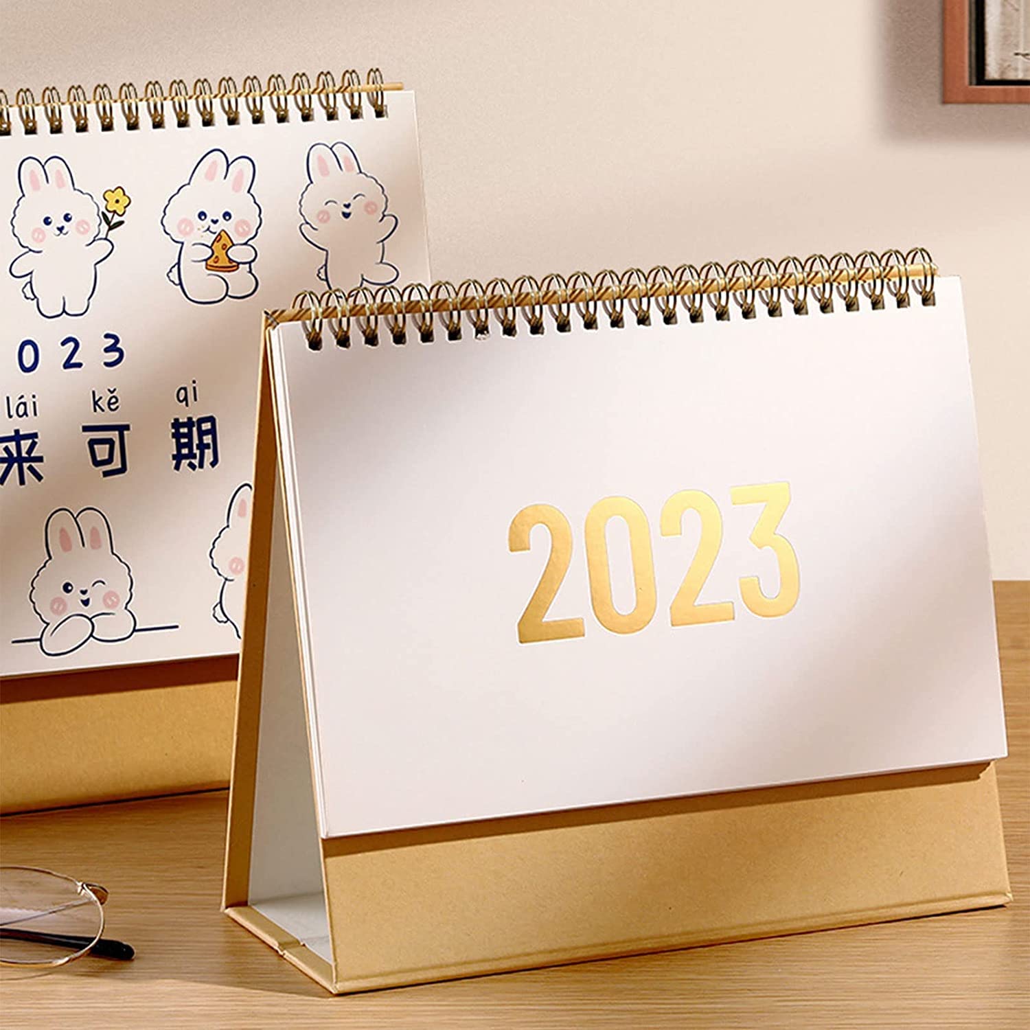 OLOTU Tischkalender Tragbarer Kalender, Kleiner stehender Flip-Desktop-Kalender von September 2022 bis Dezember 2023, Heimtischkalender Planer