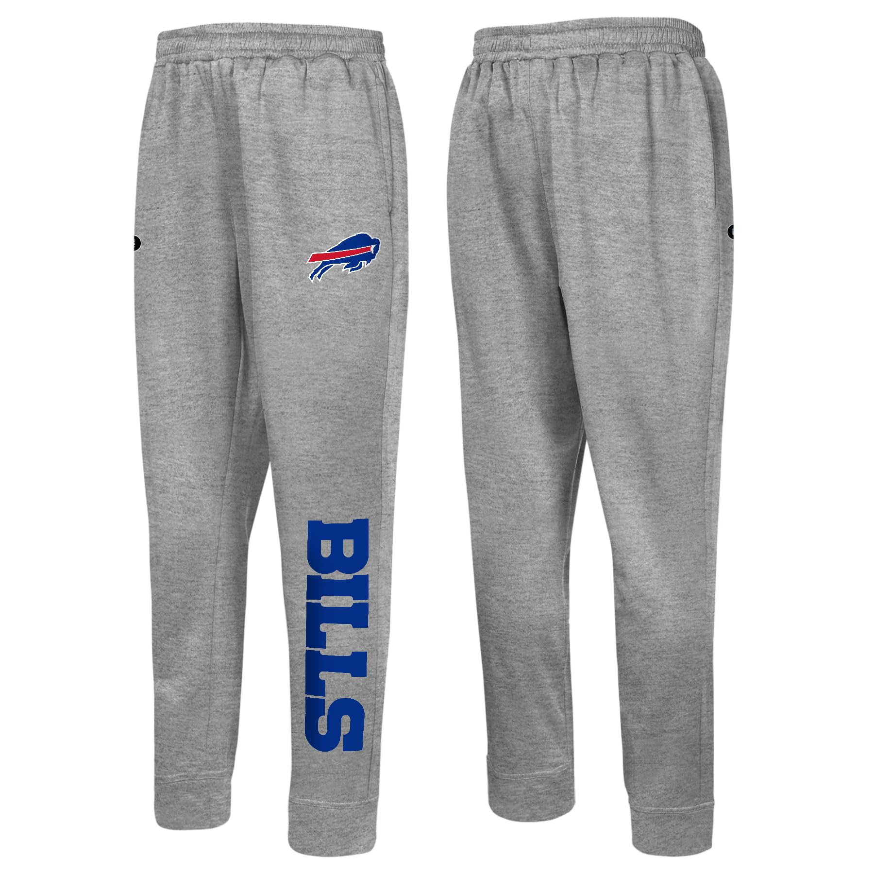Outerstuff NFL Men's Side Line Elastic Tech Jogger, Buffalo Bills, Size Large Gray