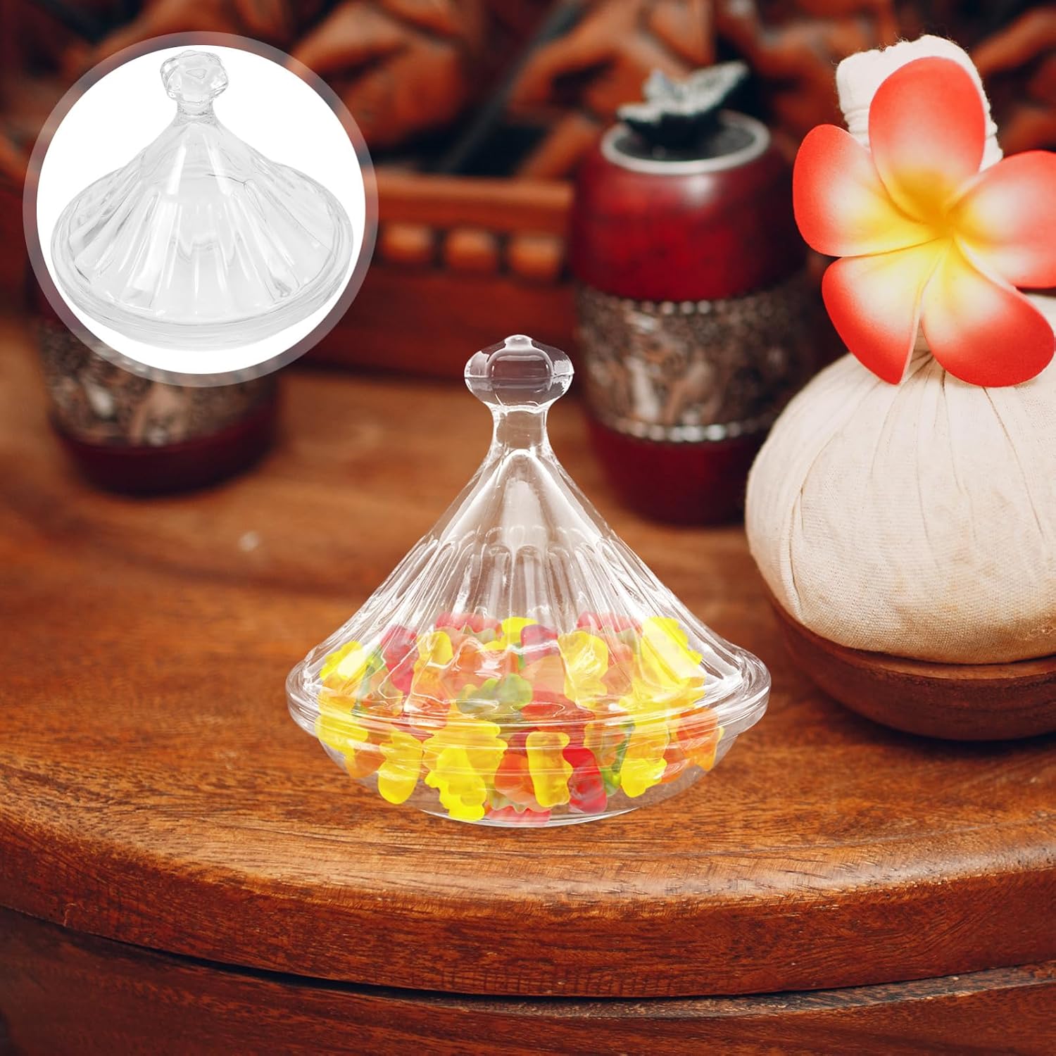 KICHOUSE Glass Candy Dish with Lid, Candy Bowl for Birthday Parties Xmas