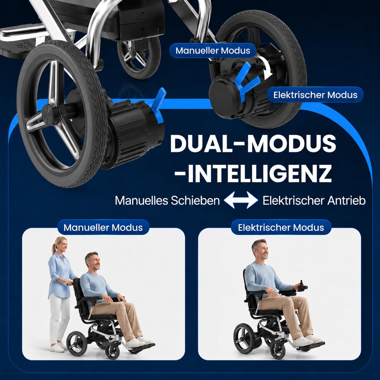 Fauteuil roulant électrique pliable de 13 kg, avec éclairage LED, portée de 48 km +, fauteuil roulant électrique tout-terrain, fauteuil roulant motorisé portable, homologué pour les voyages en