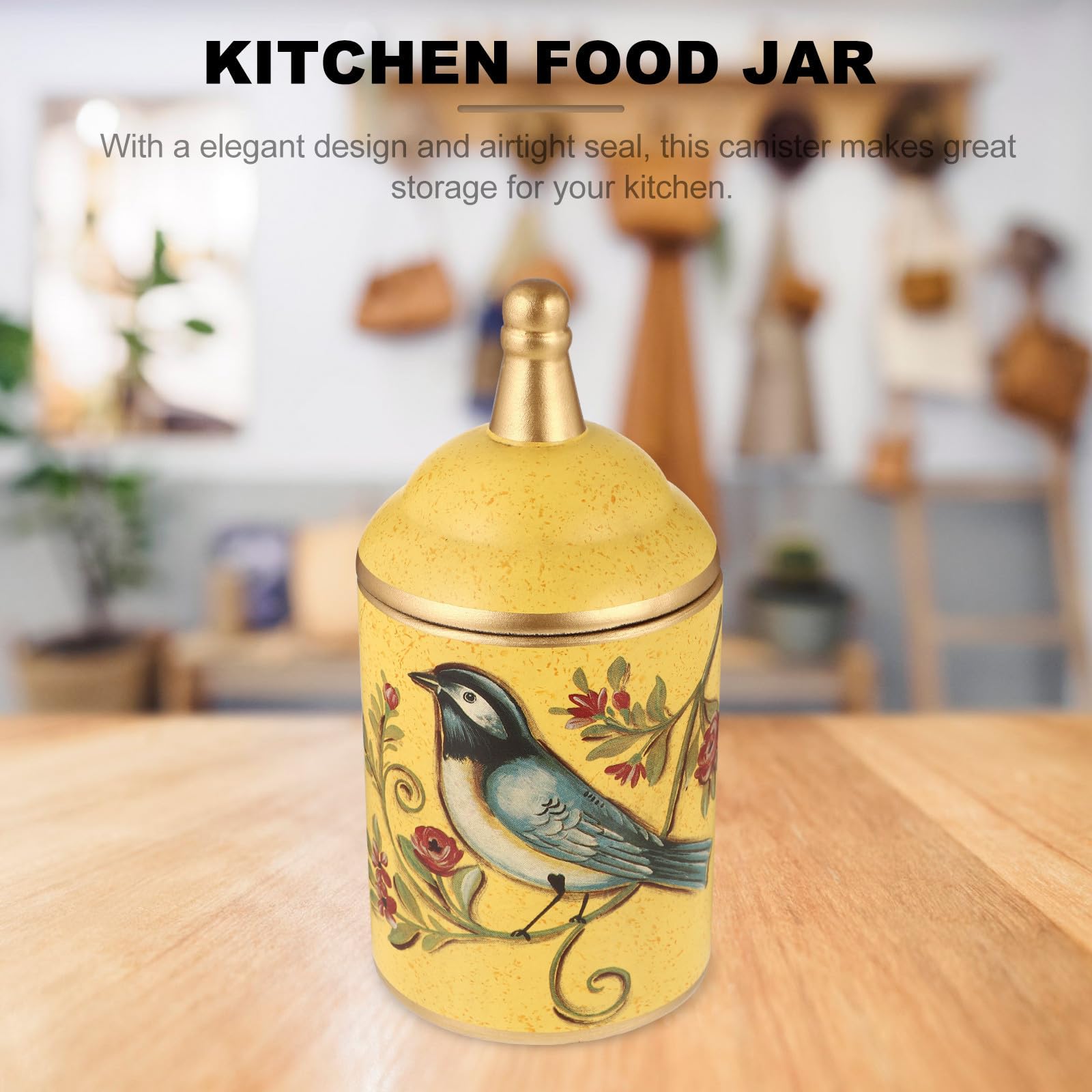 Barattolo in Ceramica Rotondo con Coperchio, Sigillo Ermetico, Giallo