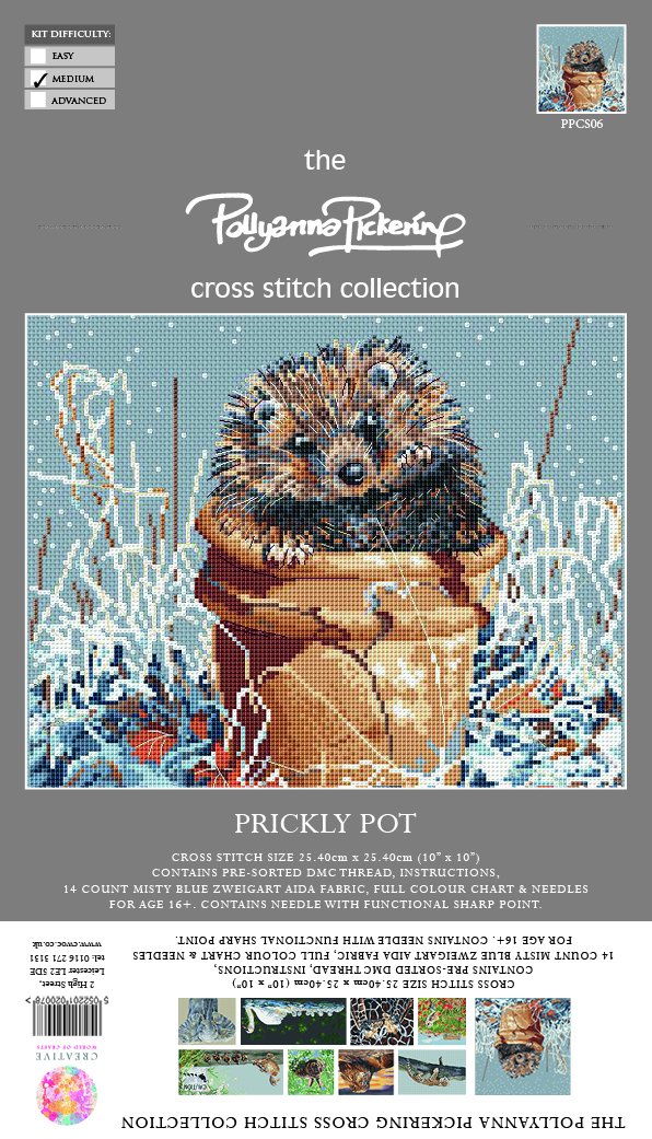 Creative World of Crafts - Pollyanna Pickering Cross Stitch Kit Collection - Prickly Pot Hedgehog