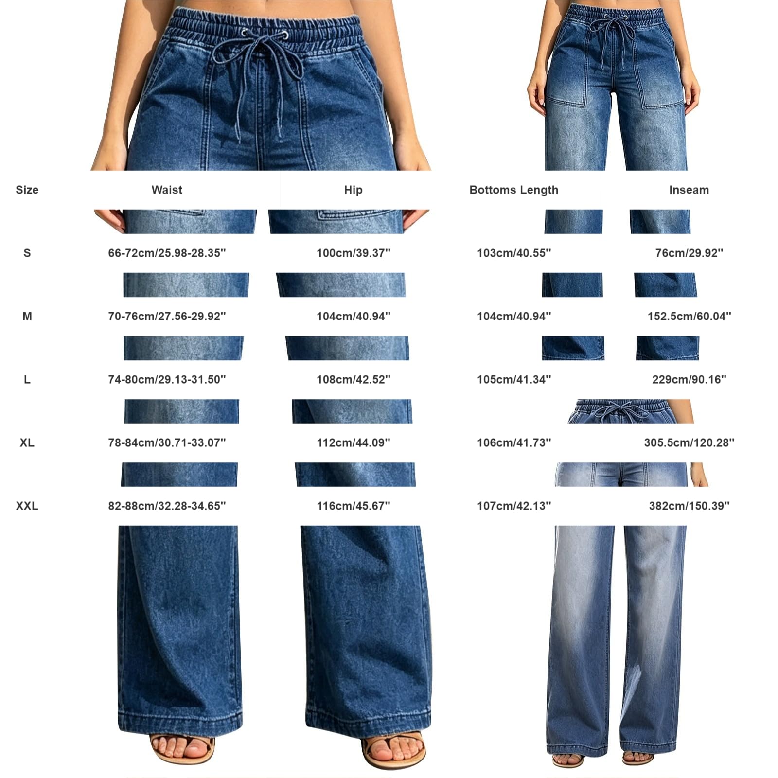 Jeans Donna Curvy Taglie Forti Jeans Baggy Gamba Larga Larghi Pantaloni Denim Vita Alta Leggeri Curvy Moda Pantaloni Elasticizzati Casual con Tasche Taglie Forti Pants Comodi Wide Leg Push Up