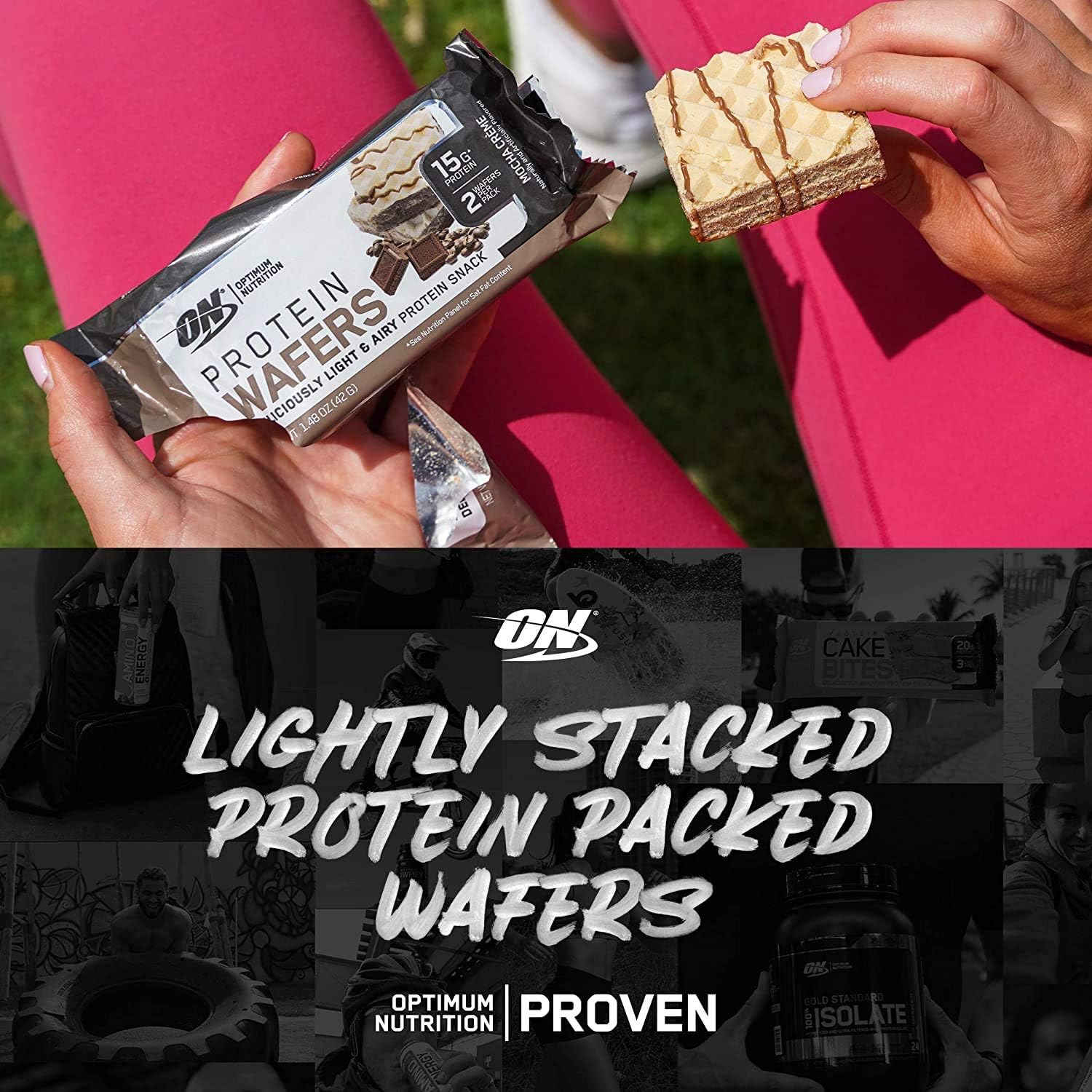 Optimum Nutrition High Protein Wafer Bars, Low Sugar, Low Fat, Low Carb Dessert, Protein Snack, Lemon Cream, 9 Count