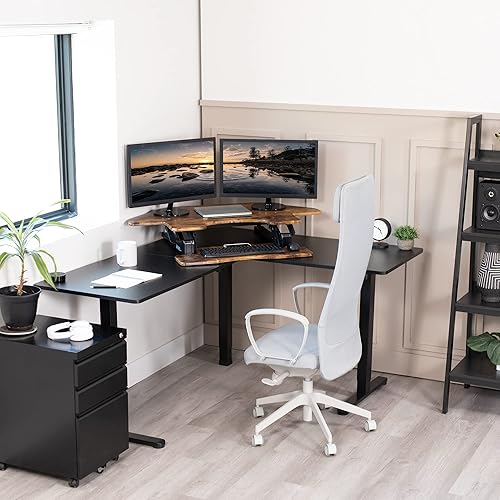 Miniatura 9 de VIVO DESK-V000VCN - Convertidor de escritorio de pie de altura ajustable de esquina de 43 pulgadas, serie V, estación de trabajo elevadora de