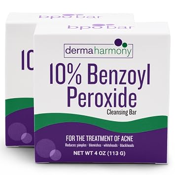 Dermaharmony 10% Benzoyl Peroxide Cleansing Bar, 4 oz, Two Bars