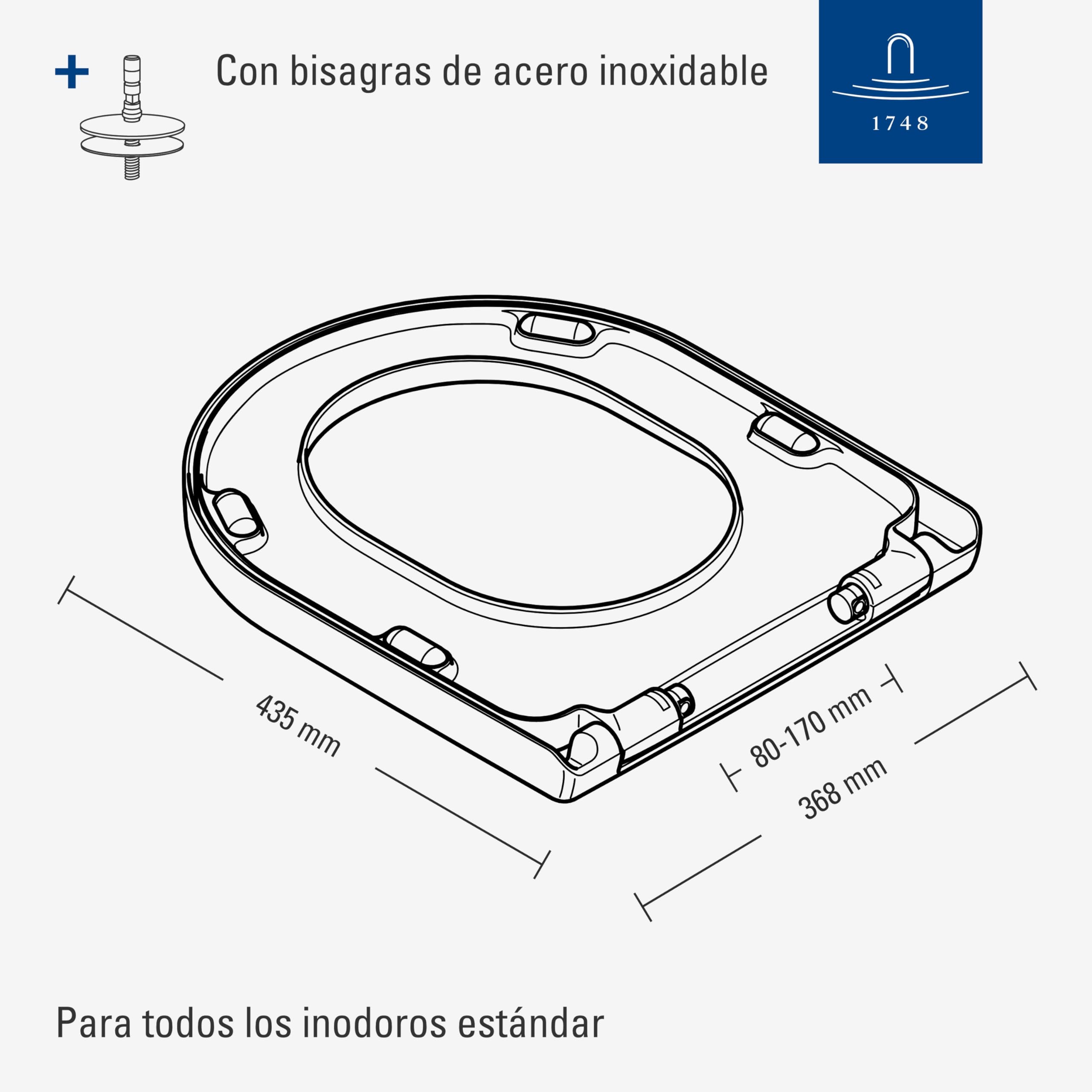 Villeroy & Boch Asiento de inodoro universal ovalado – Tapa blanca brillante con cierre suave – Duroplast resistente y desmontable – Tapa de WC en forma ovalada – Recambio original
