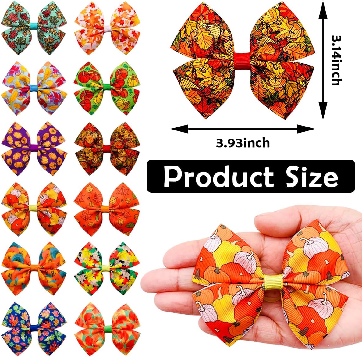 24PCS Fall Dog Hair Bows with Rubber Band for Large Dogs Topknot image 2
