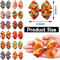 Vista 2 de 24Pcs/12 Pares 10 cm Lazos para el pelo de perro grandes para perros grandes Patrón de otoño Hojas de calabaza de arce Hojas de cosecha Forestales