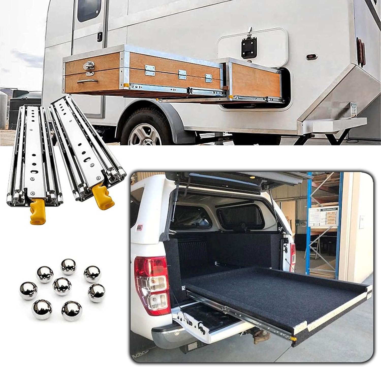 1000-1500MM 3つ折りフルエクステンションヘビーデューティ引き出しランナー、ロック付き、ボールベアリング工業用引き出しスラ