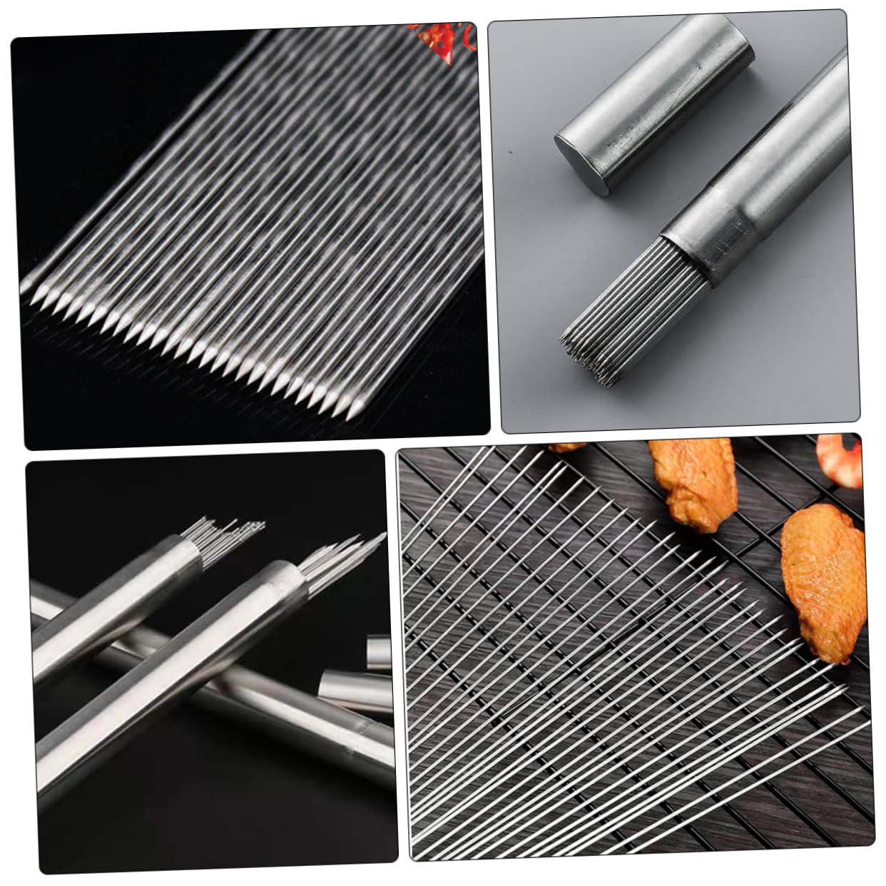 Brochetas de Acero Inoxidable 100 Piezas 304 para Barbacoa | Color Plata, Uso en Kebabs y Comida, para Parrilla Doméstica y Exterior, Formato Reutilizable