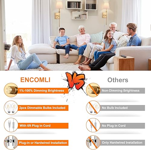 Miniatura 10 de Juego de dos apliques de pared con control remoto, atenuación del 10% al 100% y colores ajustables 2700K-6500K, lámparas de pared cableadas con