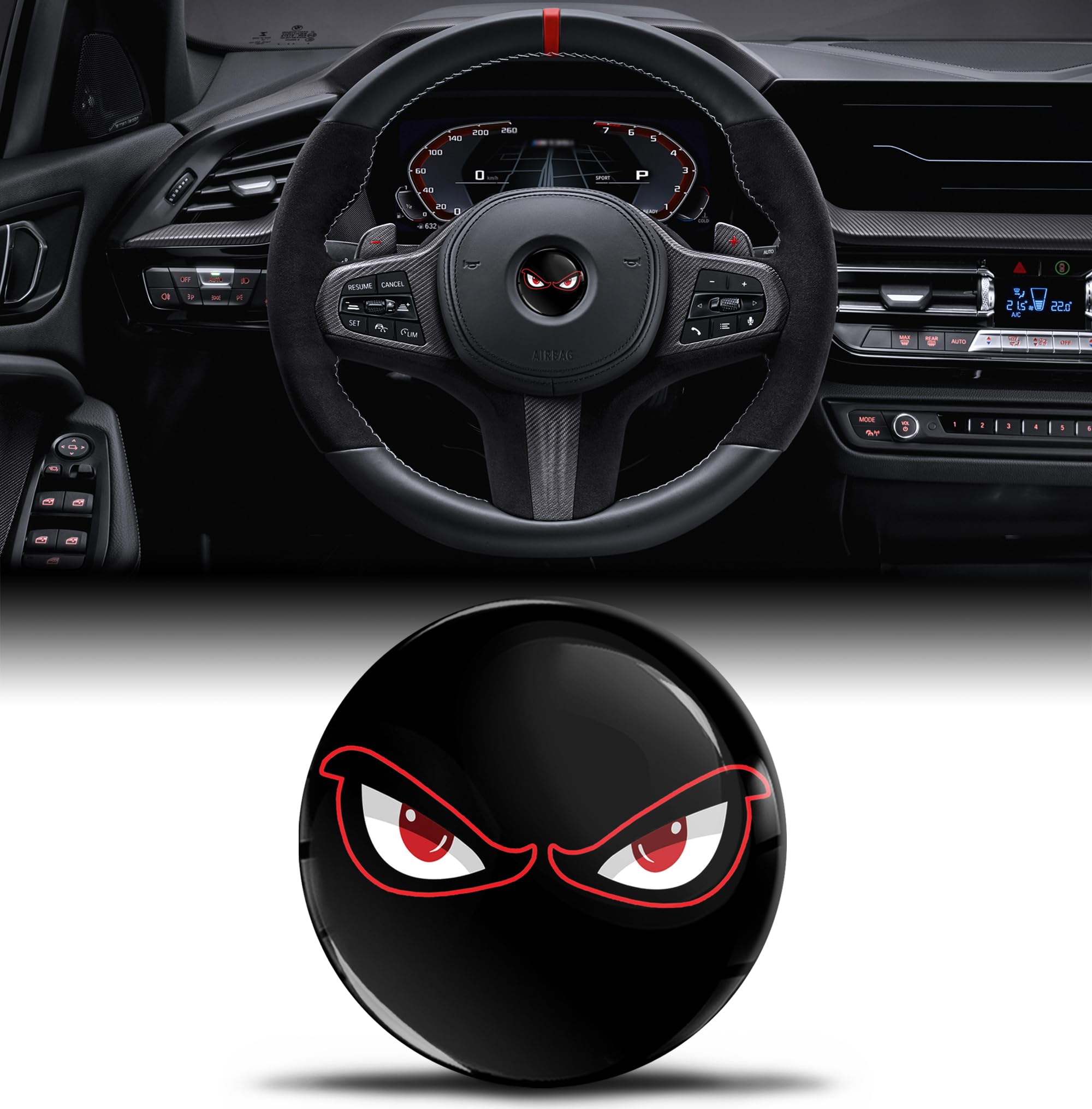 3D Silicone Sticker Compatible with BMW 36131181082 Emblem Steering Wheel 45 mm Badge Accessories Parts Decals Steering Wheel Decoration Black V 11