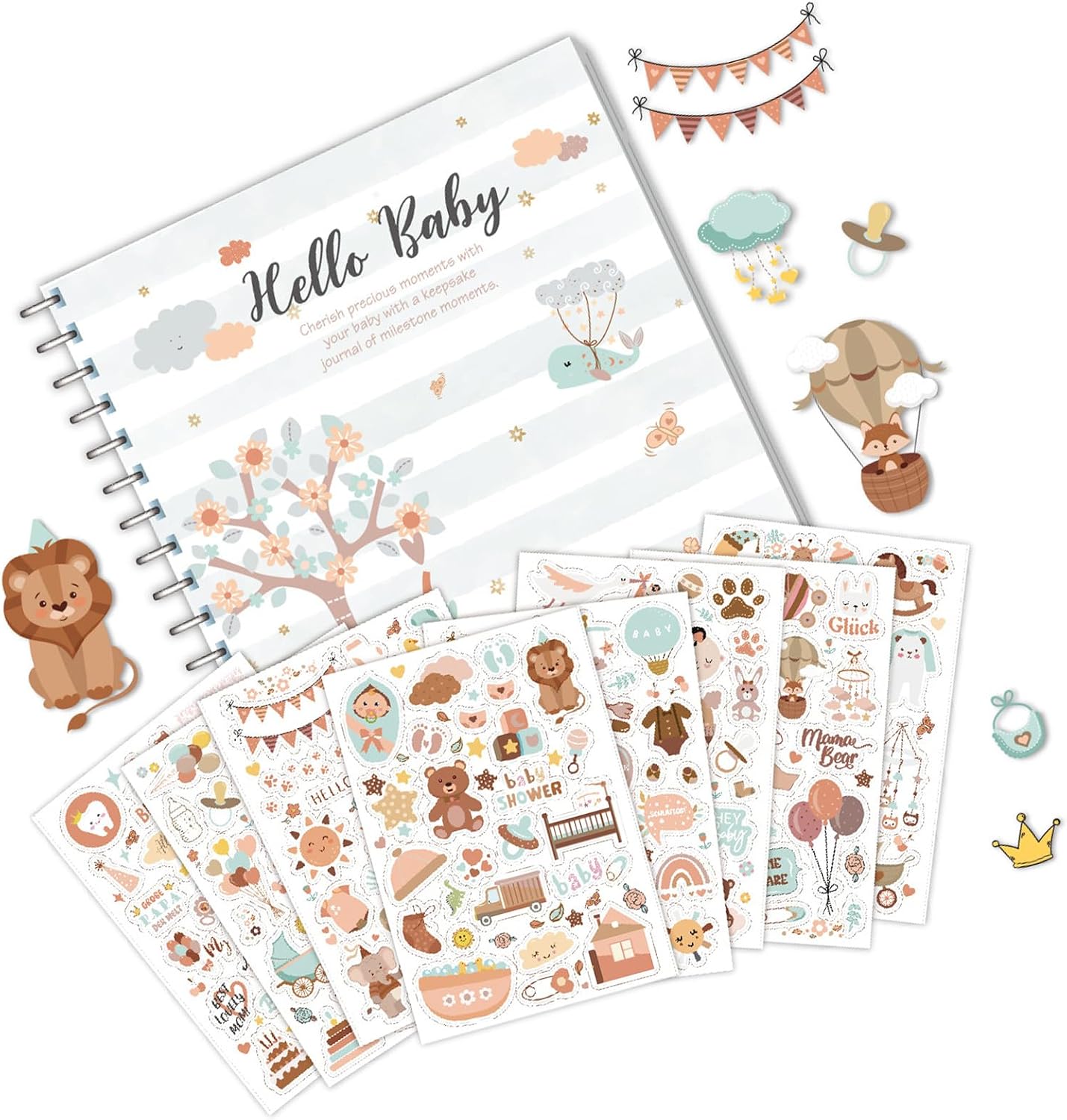 Gender Neutral Baby Record Book Baby Scrapbook Journal Photo Album With Sticker For Newborn From Pregnancy To Age 1