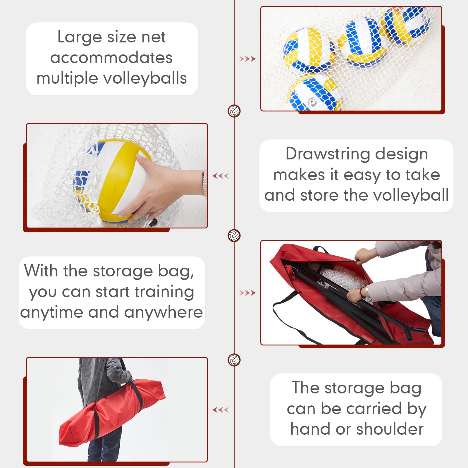 Liliful Red de entrenamiento de voleibol, equipo de entrenamiento de altura ajustable para práctica en interiores y exteriores, adecuado para servir, pinchar y configurar equipos de entrenamiento