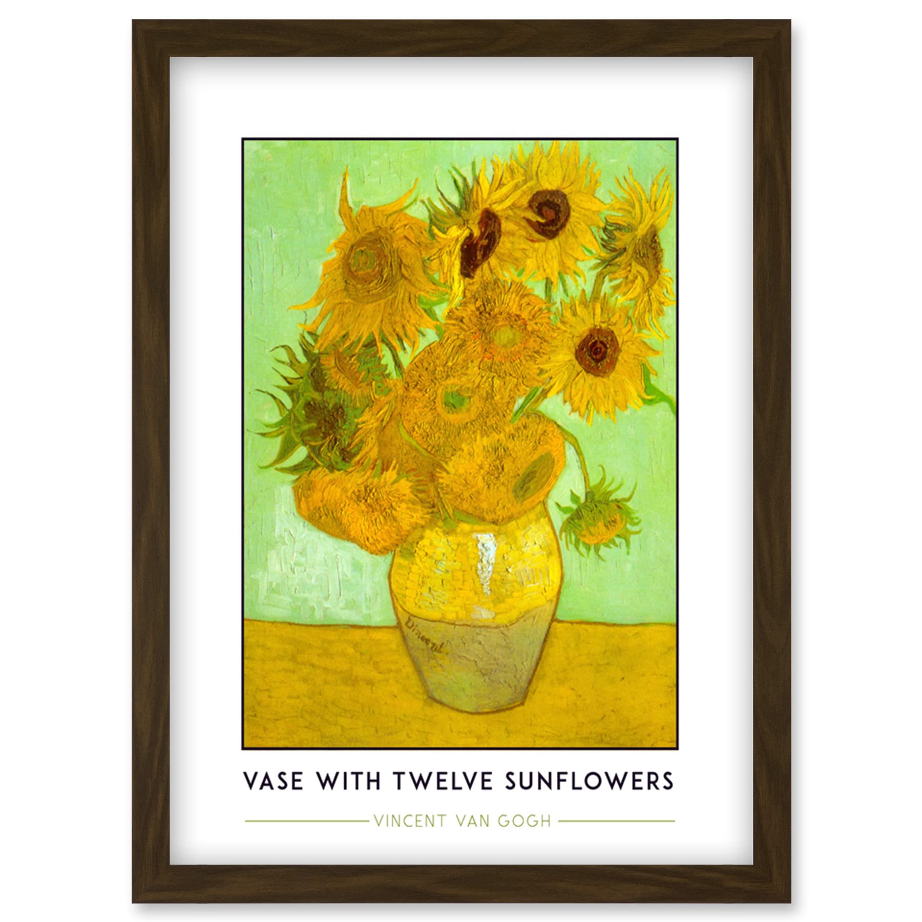 Wee Blue Coo Vincent Van Gogh Vase With Twelve Sunflowers Painting Artwork Framed Wall Art Print A4