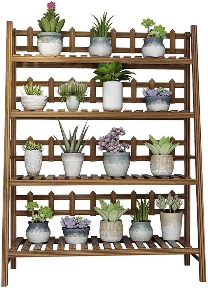 RR-Flower Stands Solid Wood Flower Stand with 4 Tiers Balcony Floor-Standing Plant Stand Garden Flower Display Rack 6 Sizes (Size : 90 cm) (80 cm)