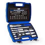 Orion Motor Tech 14pc Spark Plug Socket Set, 3/8 Inch Drive Magnetic Swivel Spark Plug Socket Set with Torque Wrench, Torque Bits, Universal Joint and Extension Bar, 5-45 ft.lb Spark Plug Removal Tool