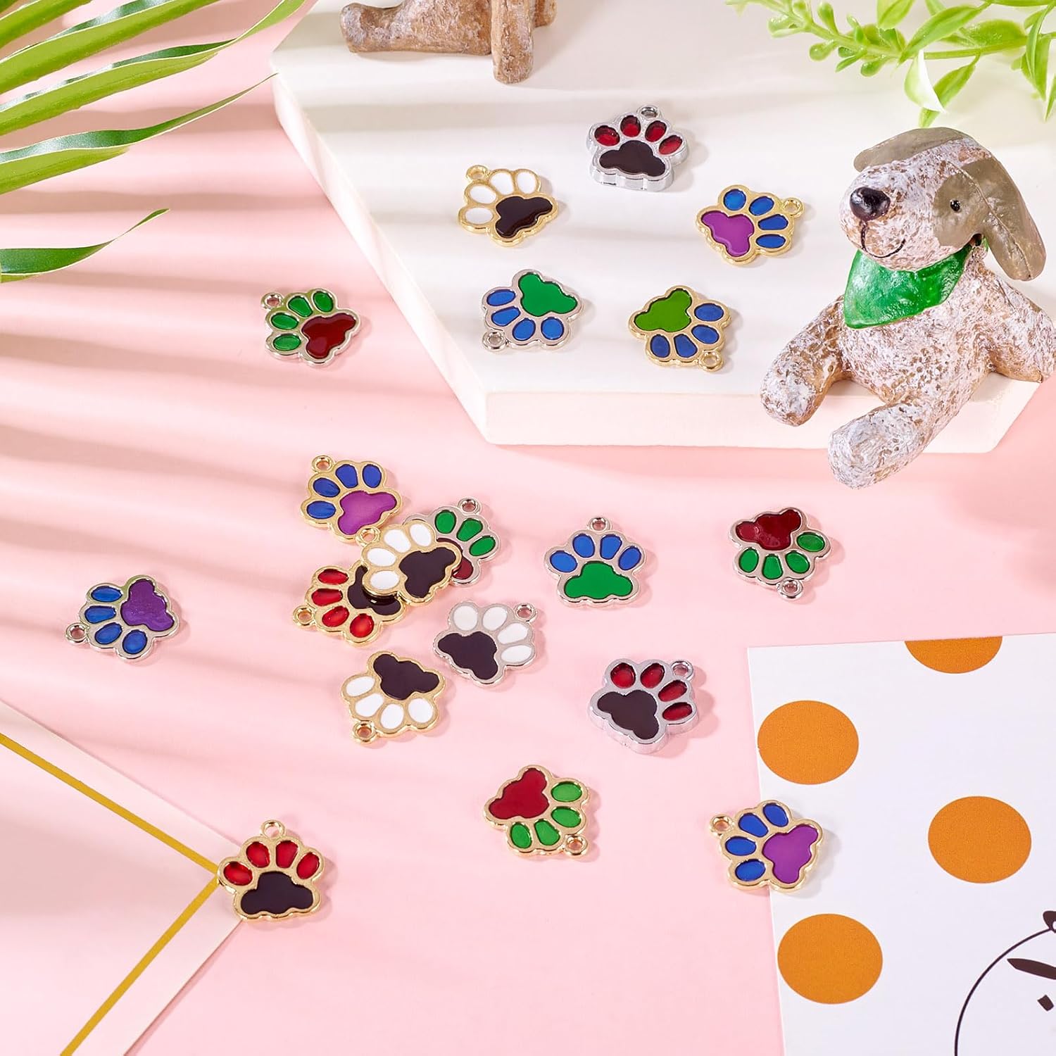 Cheriswelry 40Pcs Paw Print Charms Enamel Alloy Dog Paw Charms Cute Animal Footprint Pendants 17-17.5mm for DIY Necklace Bracelet Earring Jewelry Making - Image 6