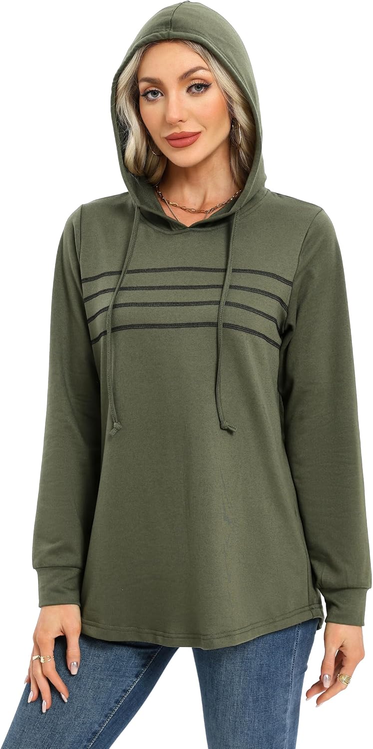 Womens Hoodies Lightweight Long Sleeve Casual Tops Loose Fit Trendy Comfy Pullover Sweatshirts