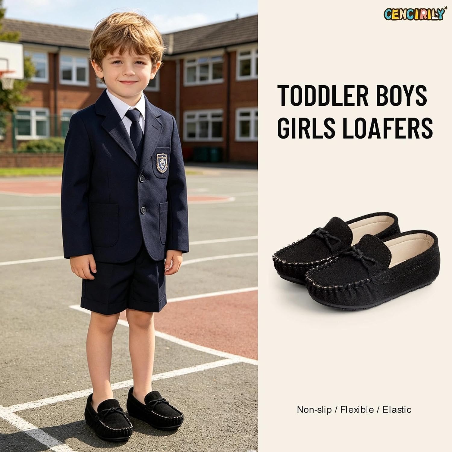 CENCIRILY Toddler Boys Girls Loafers Soft Slip On Little Kid Oxford Dress Flats Casual Boat Shoes School Uniform Moccasin Walking Shoes