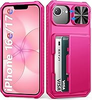 Vista 44 de Funda para iPhone 16 Pro Max con tarjetero (4-5 tarjetas), funda deslizante para cámara y protección de grado militar, a prueba de golpes, Azul