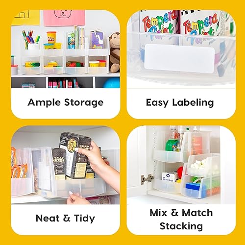 Miniatura 3 de IRIS USA Contenedores de almacenamiento transparentes apilables de plástico, con parte delantera abierta, para nevera, despensa, armario de cocina,