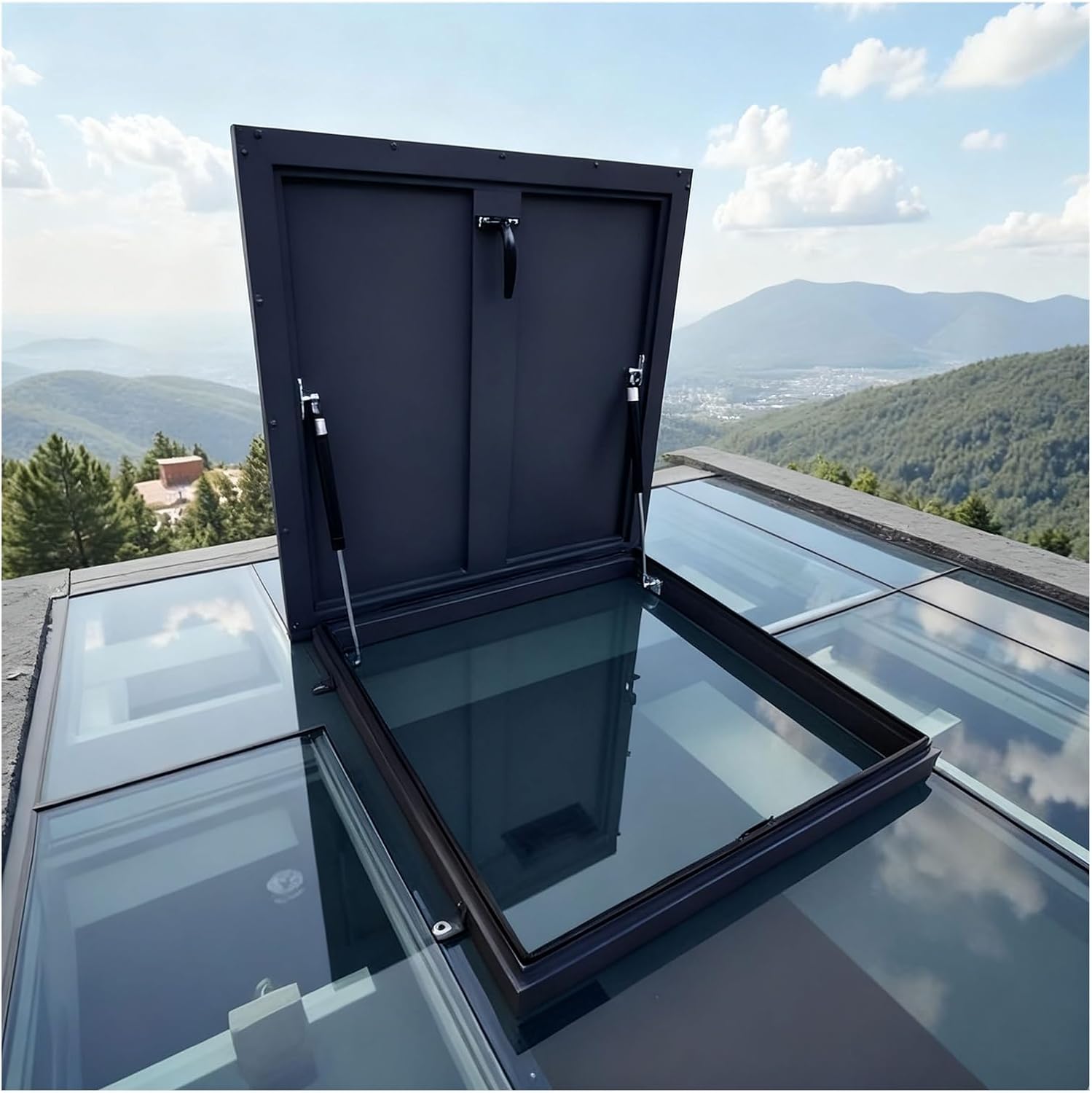 Well Access/Escape Hatch Caps, Skylight Cover Heavy Duty Commercial Roof Access Hatch for Roofs, Shafts and Cellars(55x55cm/21.65x21.65in)