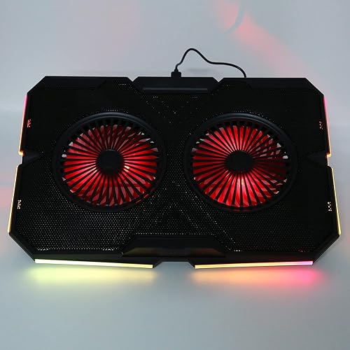 Miniatura 7 de RGB Laptop Pad with Dual Silent Fans, Gaming Laptop Cooler for 14in to 17in, 2 USB Ports 7 s Adjustment Height, Cool RGB ing Effects for Gaming
