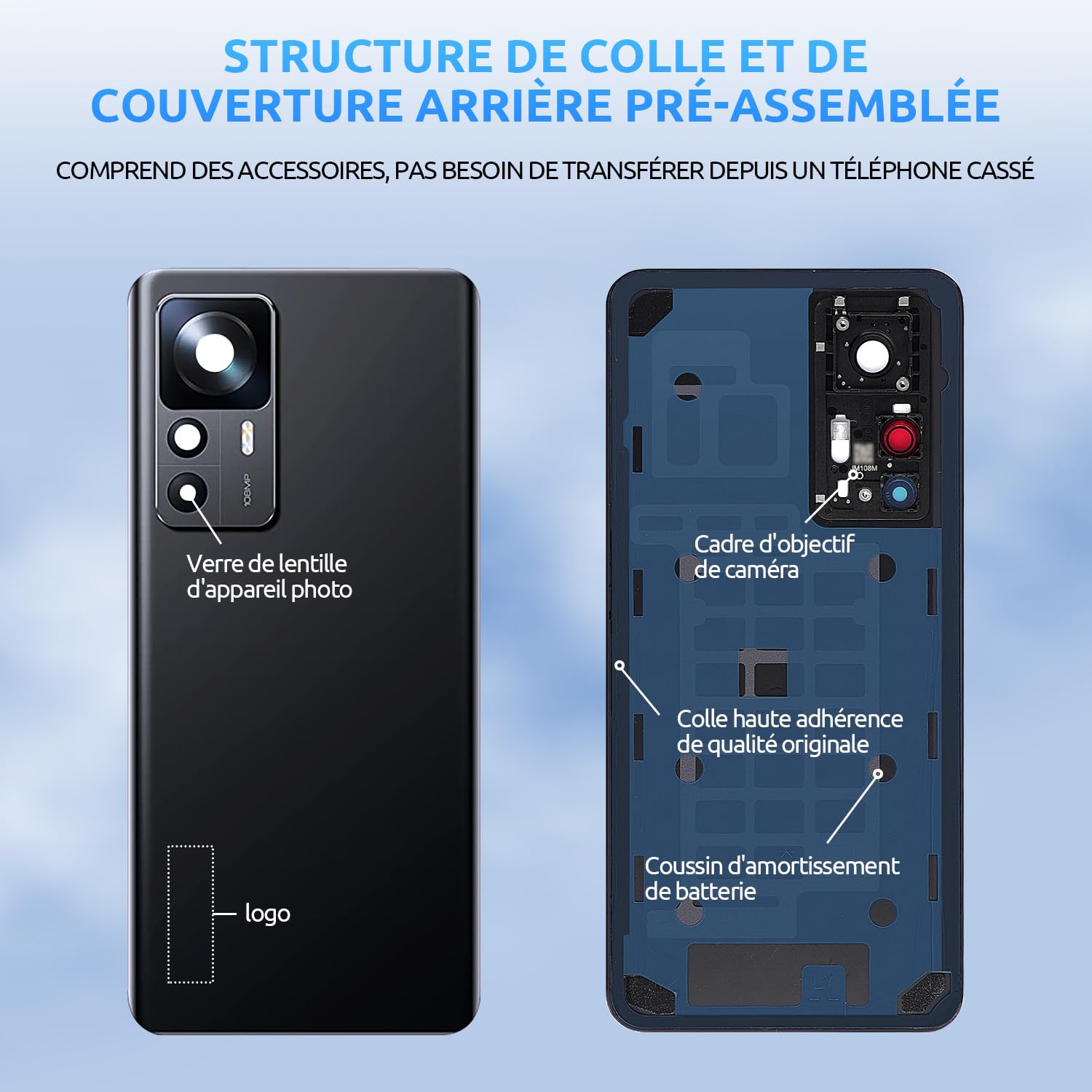 Vitre Arrière Cache Batterie pour Xiaomi 12T 22071212AG Noir