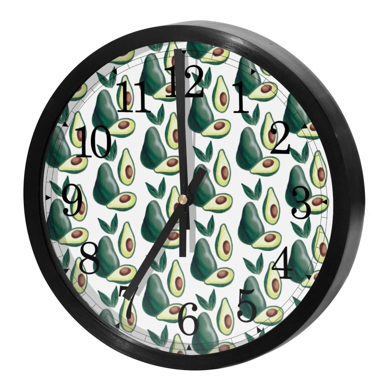 Horloge murale ronde pour maison et cuisine au design moderne d'avocat