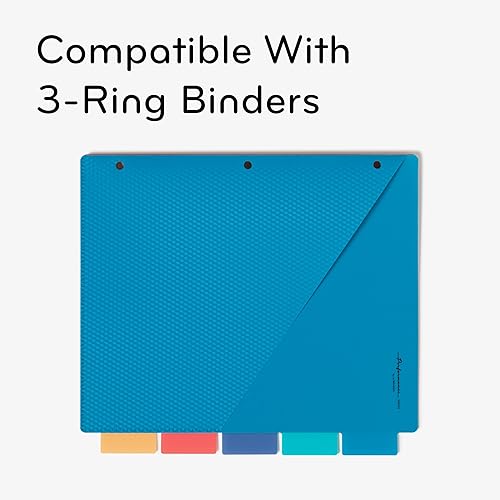 Miniatura 6 de U Brands Bright Performance - Separadores de 5 pestañas de polietileno con bolsillos, azul, verde azulado, morado, rojo y amarillo, 3 agujeros