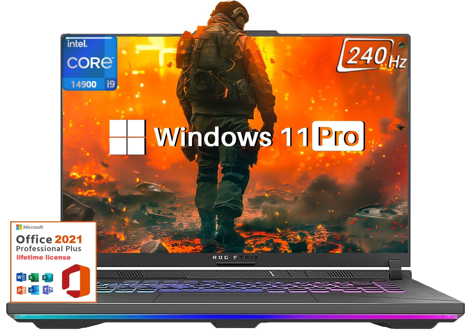 ROG Strix G16 Gaming Laptop 2024, 16" 240Hz QHD+, Intel 14th Gen Core i9-14900HX (Up to 5.8GHz), GeForce RTX 4060, 32GB DDR5, 2TB SSD, Backlit KB, Wi-Fi 6E, Win11 Pro & MS Office Lifetime License
