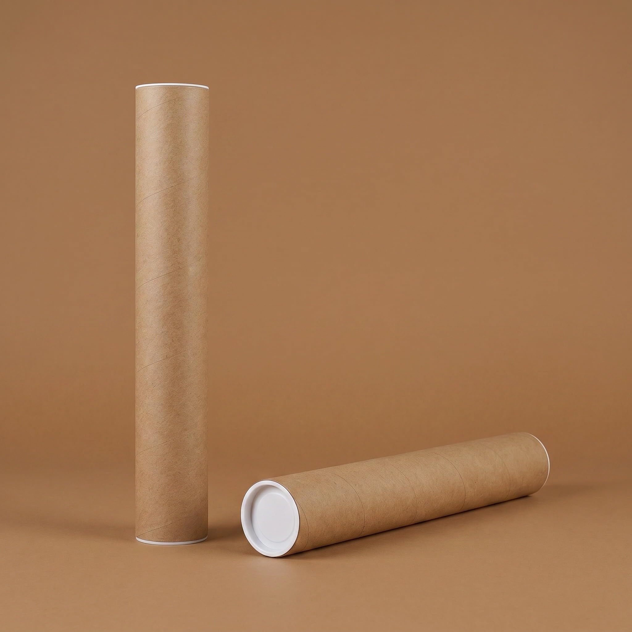 Envío y Almacenamiento Seguro Tubo Cilíndrico 8 Piezas de Papel Kraft Reforzado con Tapas de Plástico de Planos y Documentos