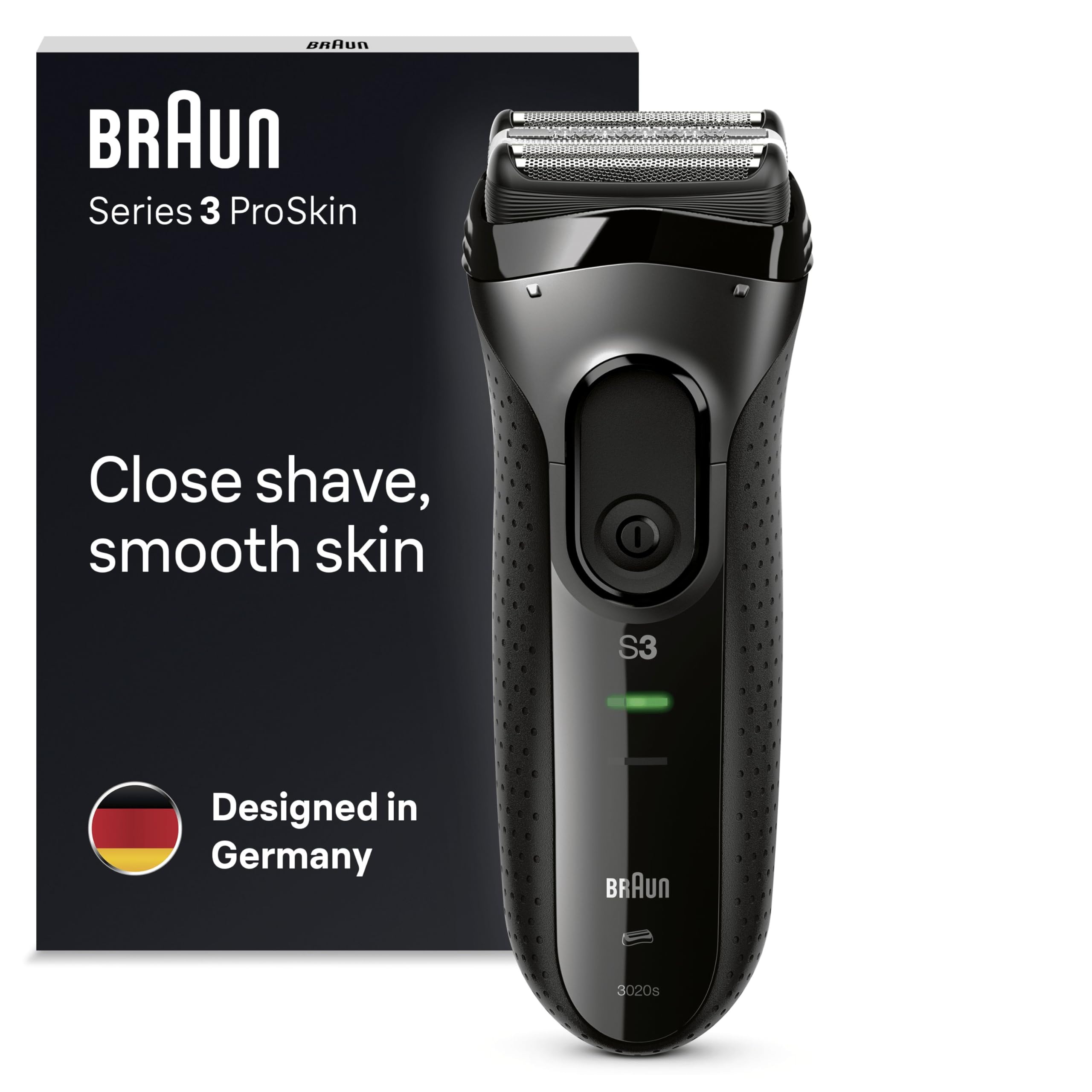 Braun Series 3 ProSkin 3020s Rasoio Elettrico, Nero e Rasoio Elettrico da Uomo Ricaricabile e Senza Fili