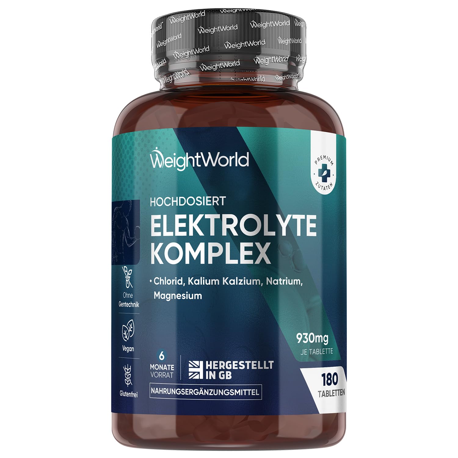 Elektrolyte mit Magnesium, Kalzium, Kalium - 180 vegane Tabletten