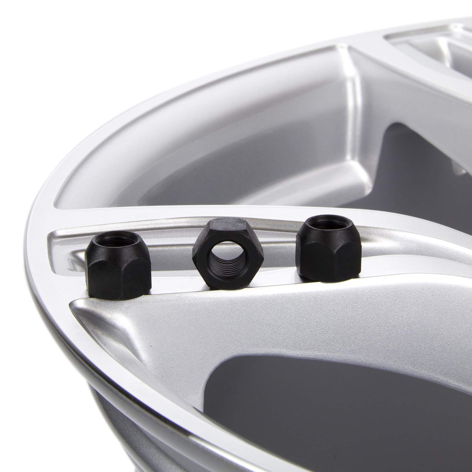HASKYY 16 dadi ruota NERO I M12 x 1,5 aperto I collare conico SW19 per cerchioni in acciaio FO