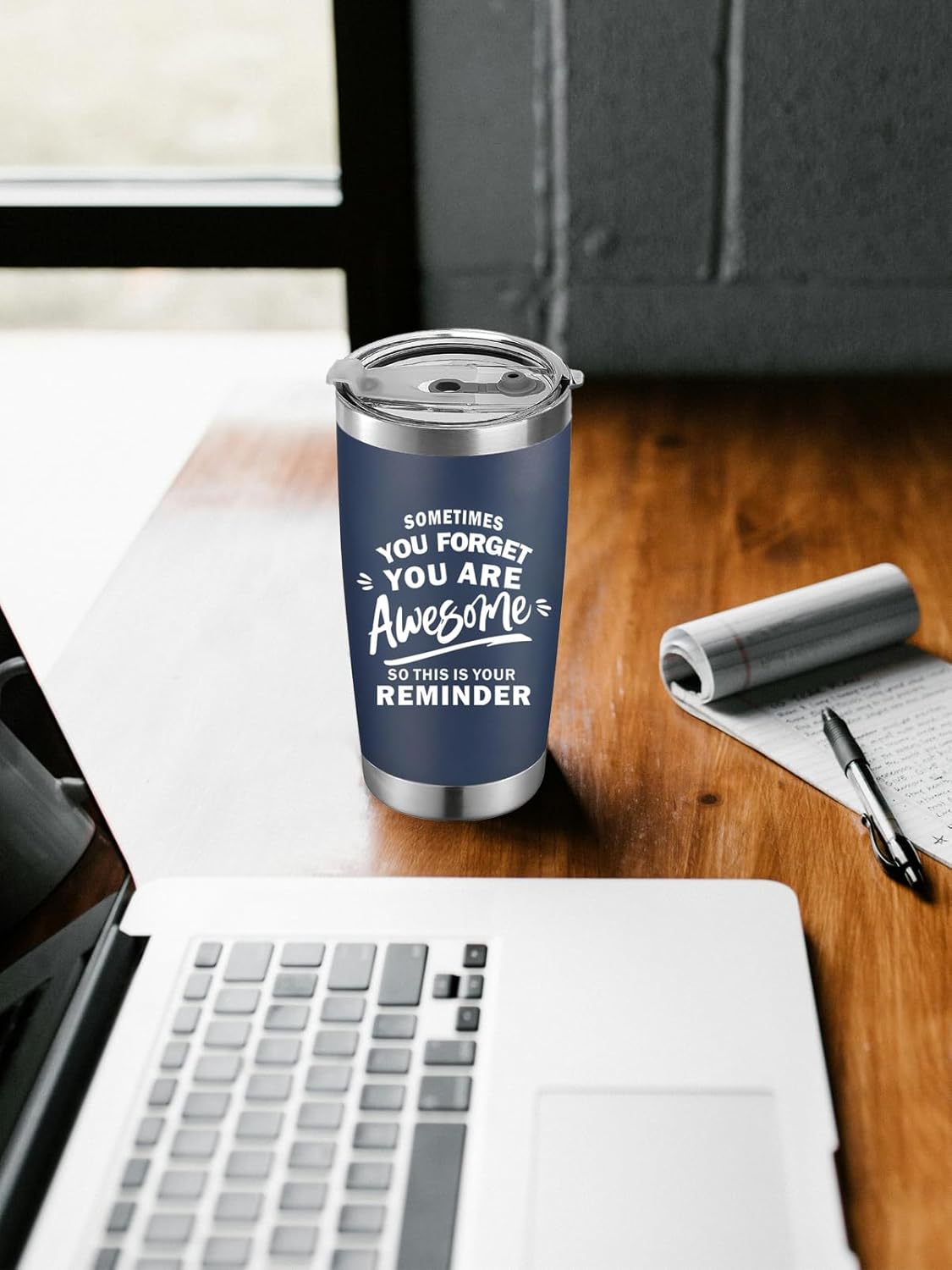 Sometimes You Forget Your Awesome Inspirational Gifts for Men Husband Father Best Friend Boyfriend Awesome Coffee Tumbler Thank You Gifts Navy Blue 20oz - Image 6