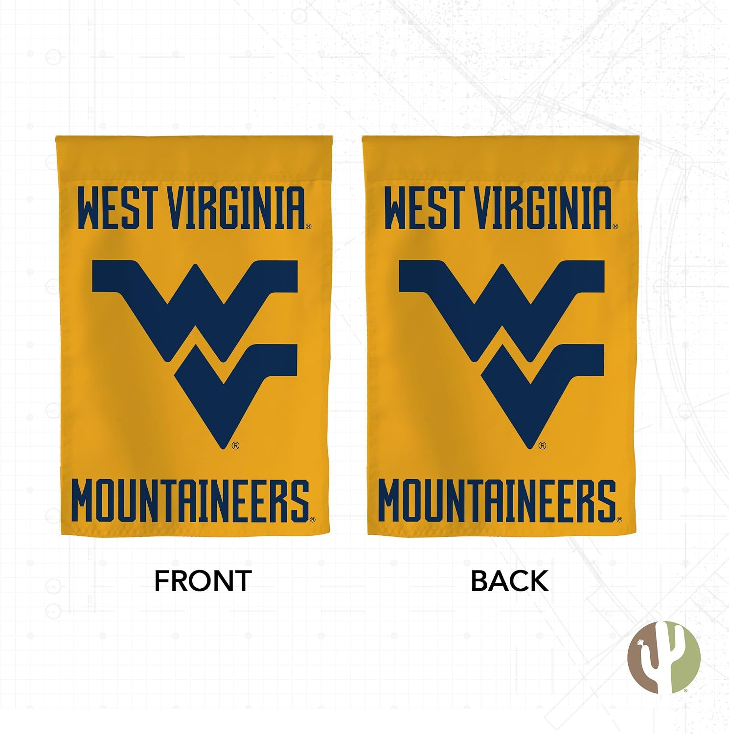 Desert Cactus West Virginia University WVU Garden Flag – 19 x 12 inch West Virginia Mountaineers Banner, For Outdoor Display and Events (Design D)