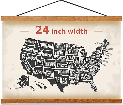 Colgador magnético, marco de pósteres, teca natural, para fotos, imágenes, impresiones, mapas, pergaminos y obras de arte en lienzo. 24 x 36, 24 x